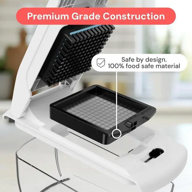 Alt view image 5 of 7 - Fullstar Pro Original Vegetable Chopper & Mandoline Slicer Kitchen Gadget | 8 in 1 Veggie Slicer, Onion & Fruit Cutter with Sharp Stainless Steel Blades & Container, All-in-One Meal Prep Tool (White)