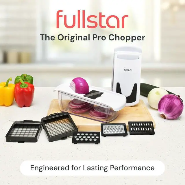 Alt view image 2 of 7 - Fullstar Pro Original Vegetable Chopper & Mandoline Slicer Kitchen Gadget | 6 in 1 Veggie Slicer, Onion & Fruit Cutter with Sharp Stainless Steel Blades & Container, All-in-One Meal Prep Tool (White)