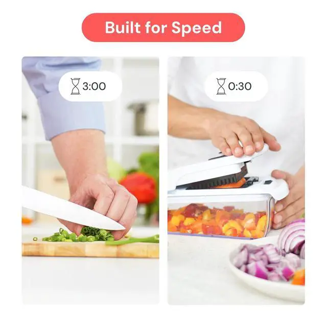 Alt view image 3 of 7 - Fullstar Pro Original Vegetable Chopper & Mandoline Slicer Kitchen Gadget | 6 in 1 Veggie Slicer, Onion & Fruit Cutter with Sharp Stainless Steel Blades & Container, All-in-One Meal Prep Tool (White)