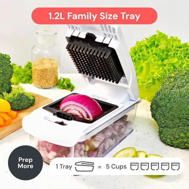 Alt view image 6 of 7 - Fullstar Pro Original Vegetable Chopper & Mandoline Slicer Kitchen Gadget | 6 in 1 Veggie Slicer, Onion & Fruit Cutter with Sharp Stainless Steel Blades & Container, All-in-One Meal Prep Tool (White)