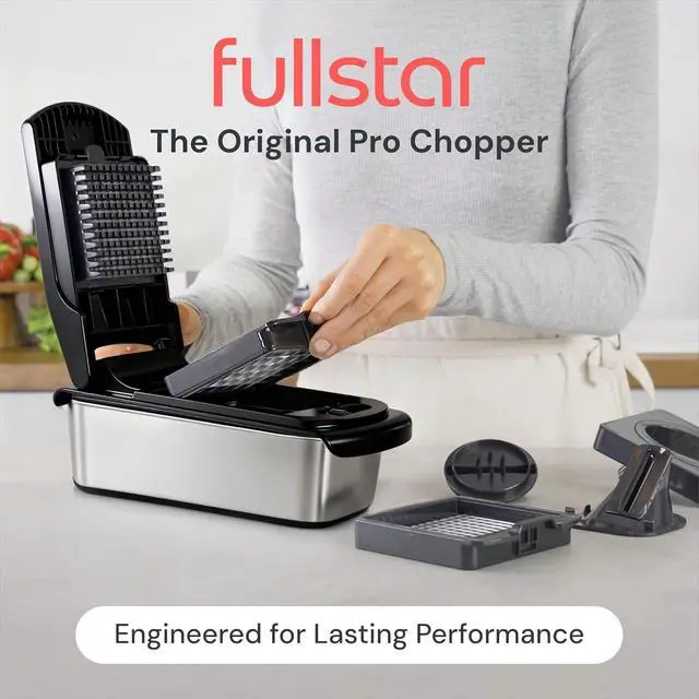 Alt view image 2 of 7 - Fullstar Pro Original Vegetable Chopper & Spiralizer, Kitchen Prep Tool | 4 in 1 Veggie Slicer, Onion & Fruit Cutter with Sharp Stainless Steel Blades & Container (Stainless Steel)