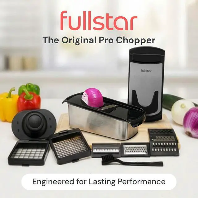 Alt view image 2 of 7 - Fullstar Pro Original Vegetable Chopper & Mandoline Slicer Kitchen Gadget | 14 in 1 Veggie Slicer, Onion & Fruit Cutter with Sharp Stainless Steel Blades & Container (Stainless Steel)
