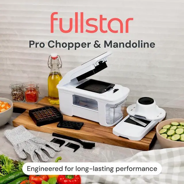 Alt view image 2 of 7 - Fullstar Pro XL Vegetable Chopper & Mandoline Slicer w Pull-Out Catch Tray | 4 in 1 Veggie, Onion & Fruit Slicer, Dicer & Grater with Sharp Stainless Steel Blades - XL Food Prep Set (White)