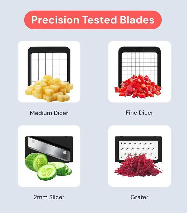 Alt view image 4 of 7 - Fullstar Pro XL Vegetable Chopper & Mandoline Slicer w Pull-Out Catch Tray | 4 in 1 Veggie, Onion & Fruit Slicer, Dicer & Grater with Sharp Stainless Steel Blades - XL Food Prep Set (White)