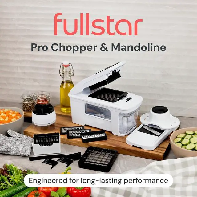 Alt view image 2 of 7 - Fullstar Pro XL Vegetable Chopper & Mandoline Slicer w Pull-Out Catch Tray | 11 in 1 Veggie, Onion & Fruit Slicer, Dicer & Grater with Sharp Stainless Steel Blades - XL Food Prep Set ((White)