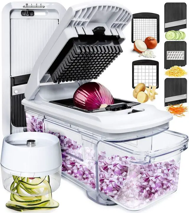 Alt view image 2 of 7 - Fullstar All-in-1 Vegetable Chopper (5 in 1, Black/White) and 2pc Blade Replacement Set for Vegetable Chopper - Bundle of Chopper and Dice Blade Replacement (Big and Small Dice) - Kitchen Gadgets