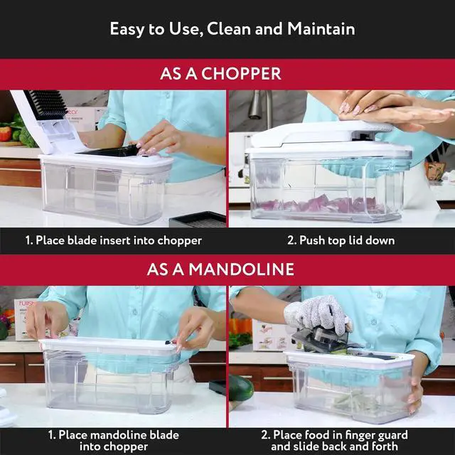 Alt view image 7 of 7 - Fullstar All-in-1 Vegetable Chopper (5 in 1, Black/White) and 2pc Blade Replacement Set for Vegetable Chopper - Bundle of Chopper and Dice Blade Replacement (Big and Small Dice) - Kitchen Gadgets