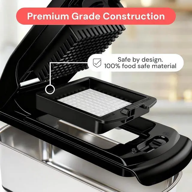 Alt view image 5 of 7 - Fullstar Pro Original Vegetable Chopper & Spiralizer, Kitchen Prep Tool | 4 in 1 Veggie Slicer, Onion & Fruit Cutter with Sharp Stainless Steel Blades & Container (Stainless Steel)