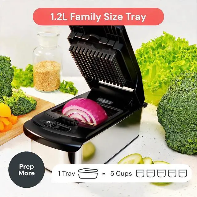 Alt view image 6 of 7 - Fullstar Pro Original Vegetable Chopper & Spiralizer, Kitchen Prep Tool | 4 in 1 Veggie Slicer, Onion & Fruit Cutter with Sharp Stainless Steel Blades & Container (Stainless Steel)