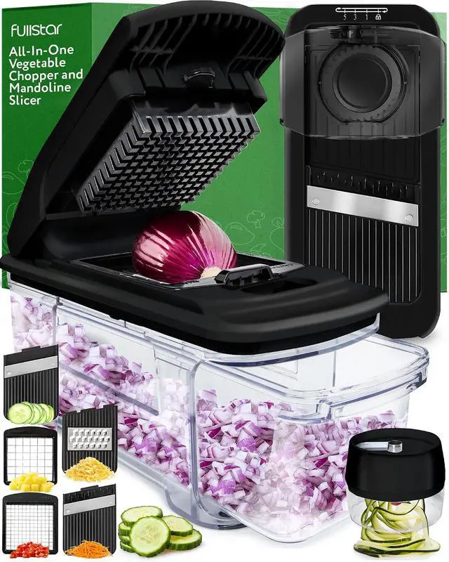 Alt view image 2 of 7 - Fullstar All-in-1 Vegetable Chopper (6 in 1, Black) and 2pc Blade Replacement Set for Vegetable Chopper - Bundle of Chopper and Dice Blade Replacement (Big and Small Dice) - Kitchen Gadgets