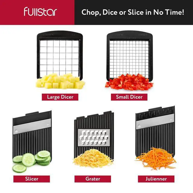Alt view image 6 of 7 - Fullstar All-in-1 Vegetable Chopper (6 in 1, Black) and 2pc Blade Replacement Set for Vegetable Chopper - Bundle of Chopper and Dice Blade Replacement (Big and Small Dice) - Kitchen Gadgets