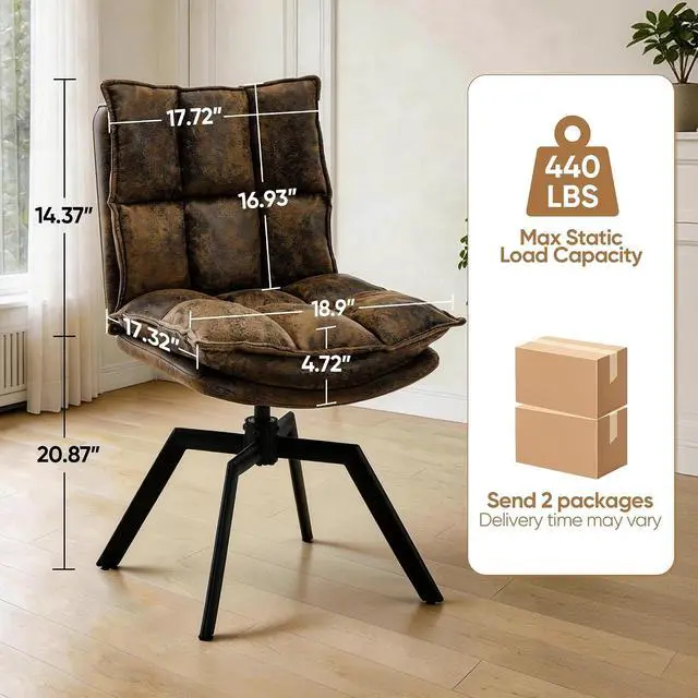 Alt view image 2 of 7 - KEEZY Swivel Dining Chairs Set of 4, 360°AUTO Swivel Cat Scratch Resistant Faux Leather Chair with Padded Seat, Sturdy Metal Legs for Dining Room & Living Room
