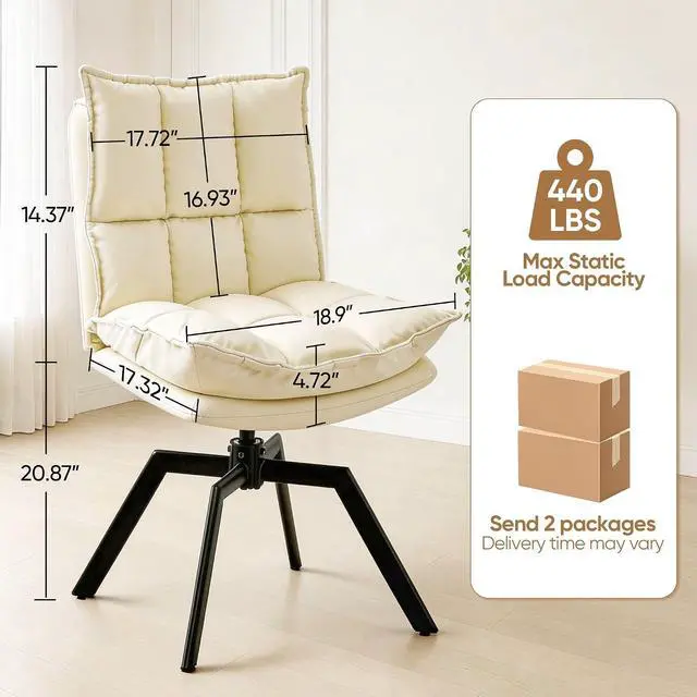 Alt view image 2 of 7 - KEEZY Swivel Dining Chairs Set of 4, 360°AUTO Swivel Cat Scratch Resistant Faux Leather Chair with Padded Seat, Sturdy Metal Legs for Dining Room & Living Room