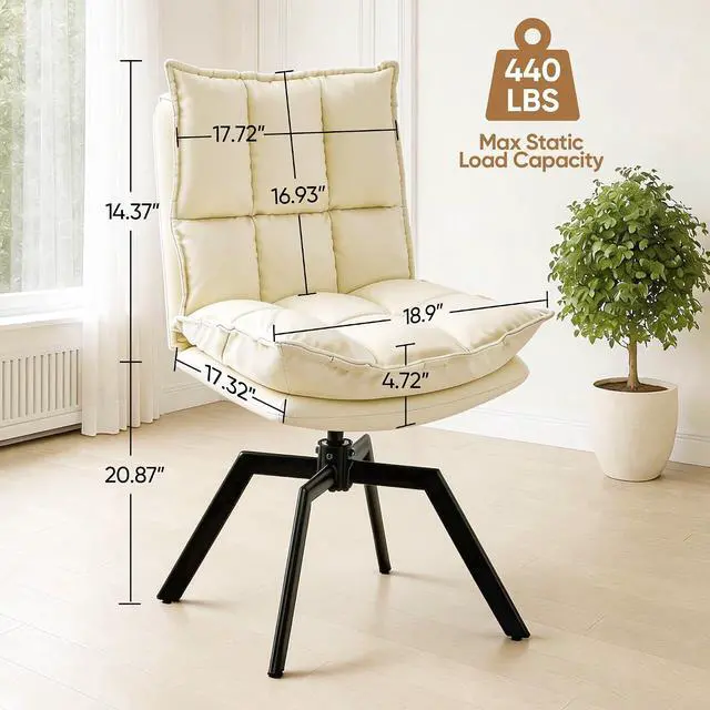 Alt view image 2 of 7 - KEEZY Swivel Dining Chairs Set of 2, 360°AUTO Swivel Cat Scratch Resistant Faux Leather Chair with Padded Seat, Sturdy Metal Legs for Dining Room & Living Room
