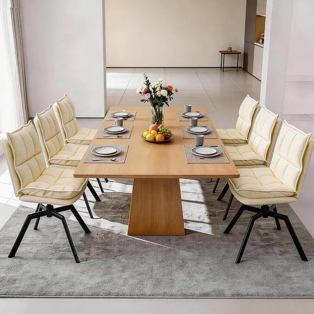 Alt view image 7 of 7 - KEEZY Swivel Dining Chairs Set of 4, 360°AUTO Swivel Cat Scratch Resistant Faux Leather Chair with Padded Seat, Sturdy Metal Legs for Dining Room & Living Room