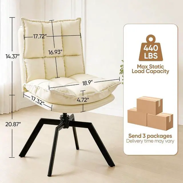 Alt view image 2 of 7 - KEEZY Swivel Dining Chairs Set of 6, 360°AUTO Swivel Cat Scratch Resistant Faux Leather Chair with Padded Seat, Sturdy Metal Legs for Dining Room & Living Room