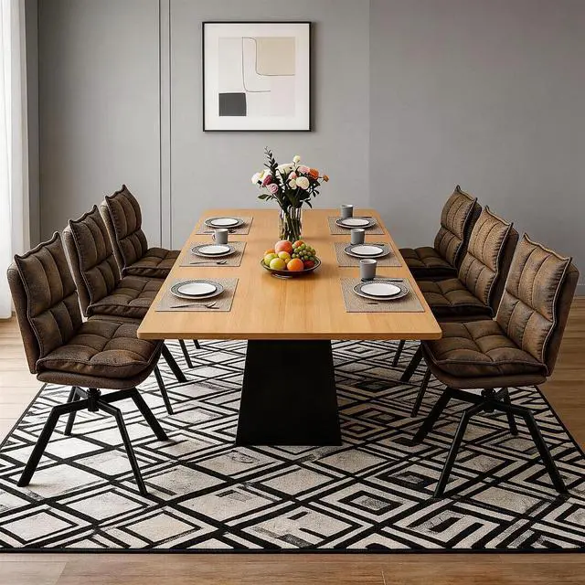 Alt view image 7 of 7 - KEEZY Swivel Dining Chairs Set of 4, 360°AUTO Swivel Cat Scratch Resistant Faux Leather Chair with Padded Seat, Sturdy Metal Legs for Dining Room & Living Room