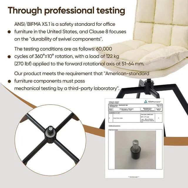 Alt view image 5 of 7 - KEEZY Cream Style Accent Chair Set of 2, Cat-Scratch Leather Vanity Chair with 360° Auto Return Swivel, High Density Padding & Metal Legs, Ideal for Bedroom,Living Room andHome OfficeBeige