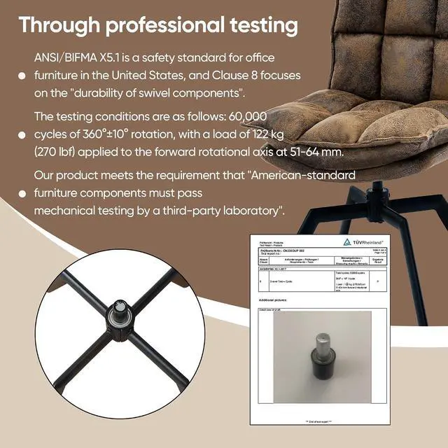 Alt view image 6 of 7 - KEEZY Mid-Century Modern Accent Chair Set of 2, Cat-Scratch Leather Vanity Chair with 360° Auto Return Swivel, High Density Padding & Metal Legs, Ideal for Bedroom,Living Room andHome OfficeBrown