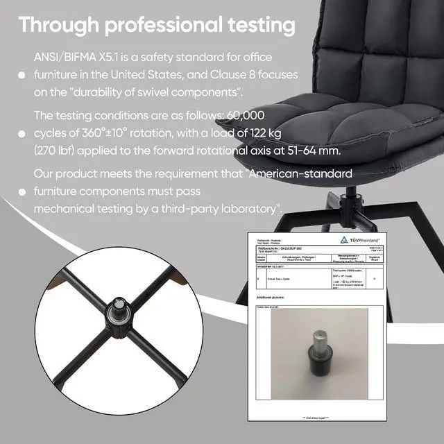 Alt view image 5 of 7 - KEEZY Modern Accent Chair Set of 2, Cat-Scratch Leather Vanity Chair with 360° Auto Return Swivel, High Density Padding & Metal Legs, Ideal for Bedroom,Living Room andHome OfficeGrey
