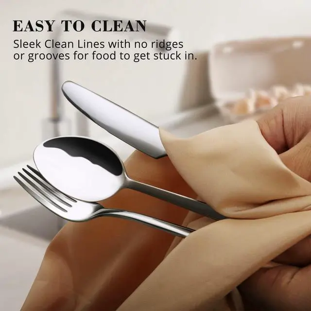 Alt view image 5 of 7 - KINGSTONE 30 Pieces Silverware Set, Flatware Cutlery Set for 6, 18/10 Stainless Steel Silverware Utensils Minimalist Design Dishwasher Safe