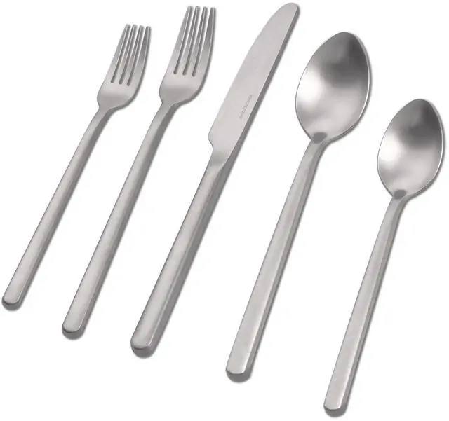 Main image of KINGSTONE 30 Pieces Silverware Set, Flatware Cutlery Set for 6, 18/10 Stainless Steel Silverware Utensils Minimalist Design Dishwasher Safe, Matte Silver