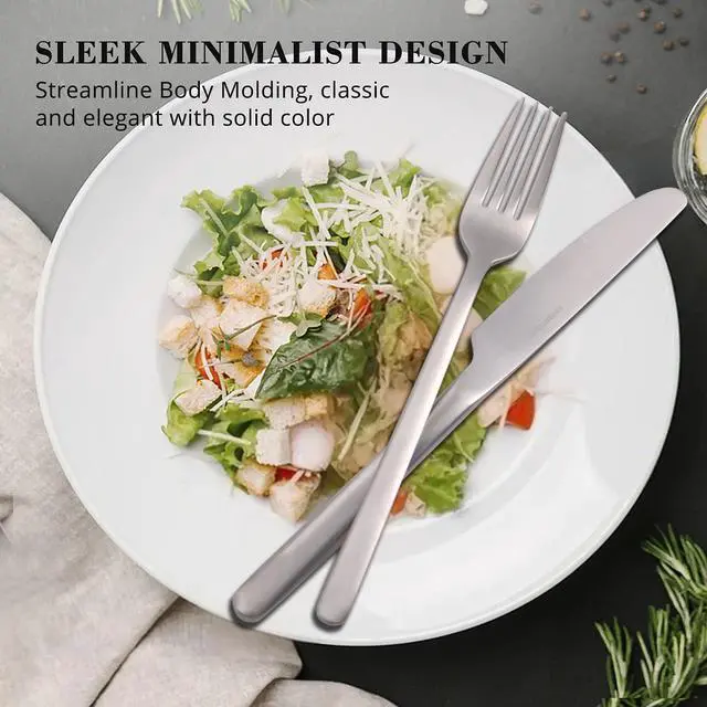 Alt view image 4 of 7 - KINGSTONE 30 Pieces Silverware Set, Flatware Cutlery Set for 6, 18/10 Stainless Steel Silverware Utensils Minimalist Design Dishwasher Safe, Matte Silver