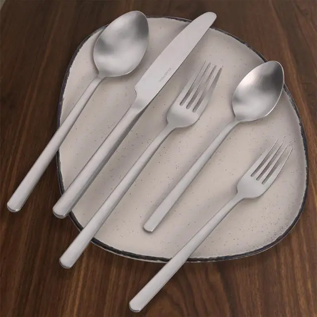 Alt view image 7 of 7 - KINGSTONE 30 Pieces Silverware Set, Flatware Cutlery Set for 6, 18/10 Stainless Steel Silverware Utensils Minimalist Design Dishwasher Safe, Matte Silver