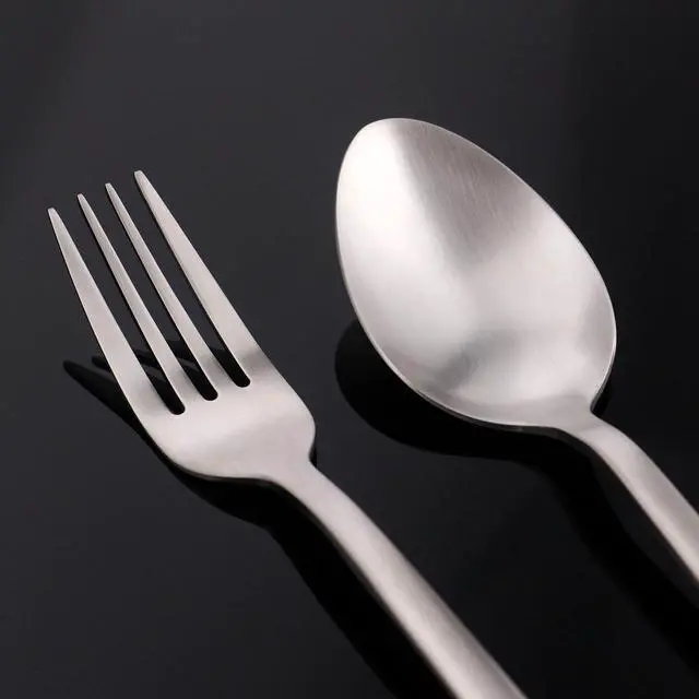 Alt view image 7 of 7 - KINGSTONE 40 Piece Silverware Set, Flatware Set for 8, 18/10 Stainless Steel Cutlery Set Mirror Polished Modern Design Dishwasher Safe, Matte Silver