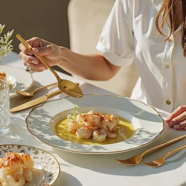Alt view image 6 of 7 - KINGSTONE Gold Silverware Set, 20 Piece Flatware Cutlery Set for 4, 18/10 Stainless Steel Silverware Mirror Polished Dishwasher Safe for Home, Restaurant, Wedding, Party(Gold, 20 pieces for 4)