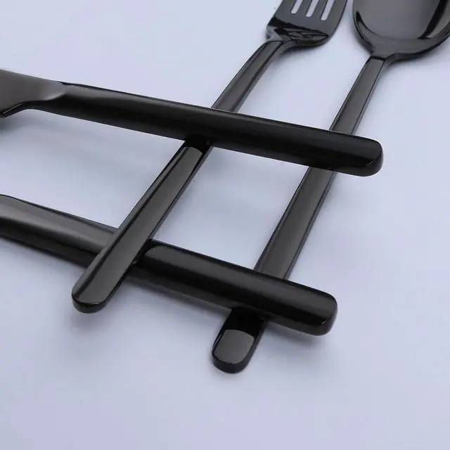 Alt view image 4 of 5 - KINGSTONE Black Silverware Set, 40 Piece Flatware Set for 8, 18/10 Stainless steel Cutlery Set for Home Kitchen and Restaurant