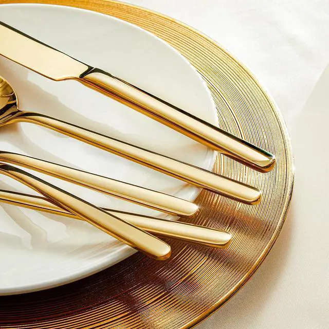Alt view image 3 of 7 - KINGSTONE Gold Silverware Set, 20 Piece Flatware Cutlery Set for 4, 18/10 Stainless Steel Silverware Mirror Polished Dishwasher Safe for Home, Restaurant, Wedding, Party(Gold, 20 pieces for 4)