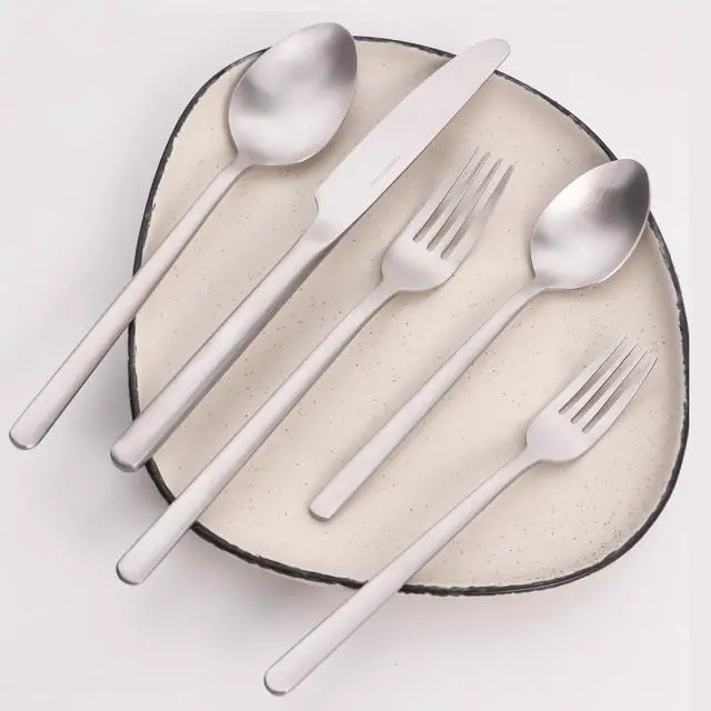 Alt view image 6 of 7 - KINGSTONE 30 Pieces Silverware Set, Flatware Cutlery Set for 6, 18/10 Stainless Steel Silverware Utensils Minimalist Design Dishwasher Safe, Matte Silver