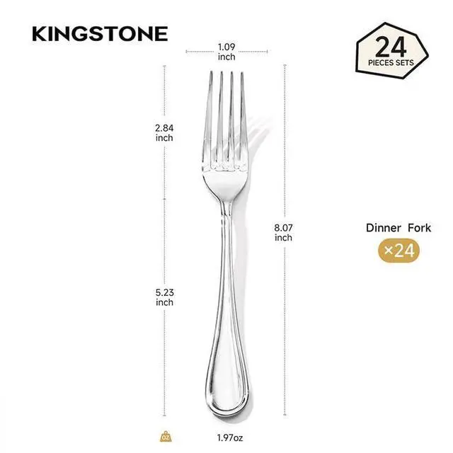 Alt view image 2 of 7 - 24-Piece 8-Inch Teardrop Dinner Forks Set, 18/10 Stainless Steel Table Fork | Forks Silverware Set, Dishwasher Safe, Ideal for Family Meals, Home Kitchen, Restaurant & Daily Dining
