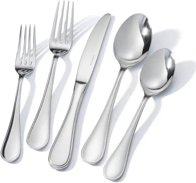 Alt view image 6 of 6 - 18/10 Stainless Steel Silverware Set for 12, 60 Piece Teardrop Flatware Set | KINGSTONE Heavy Cutlery Set, Mirror Polished Knives Forks and Spoons Utensils, Dishwasher Safe for Home Kitchen Wedding