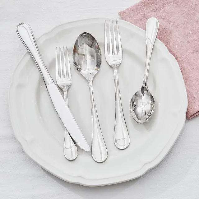 Alt view image 5 of 7 - 24 Piece Silverware Set for 4 with Steak Knives, 18/10 Stainless Steel | KINGSTONE Teardrop Heavy Cutlery Set, Mirror Polished Knives Forks and Spoons Utensils, Dishwasher Safe for Kitchen Wedding