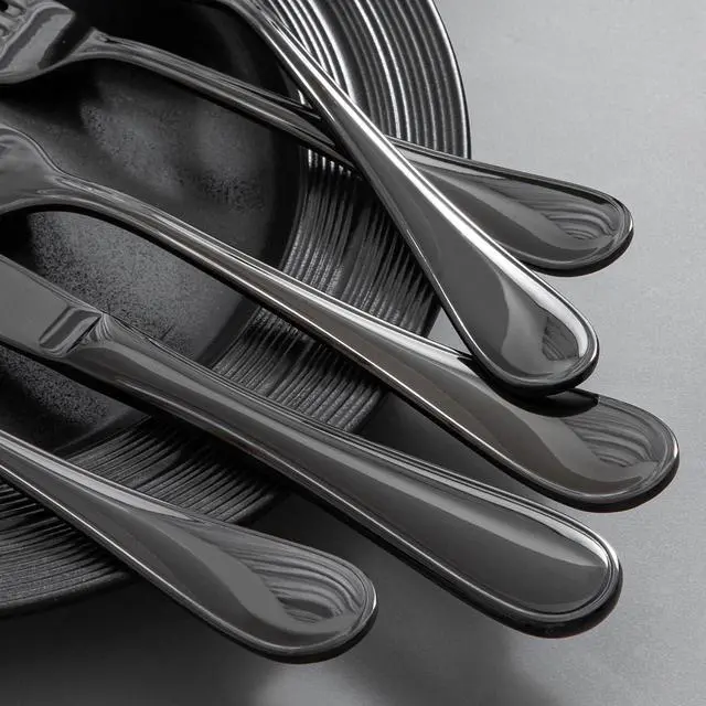 Alt view image 3 of 7 - 18/10 Stainless Steel Silverware Set for 12, 60 Piece Black Flatware Set | KINGSTONE Teardrop Heavy Cutlery Set, Mirror Polished Knives Fork Spoons Utensils, Dishwasher Safe for Home Kitchen Wedding