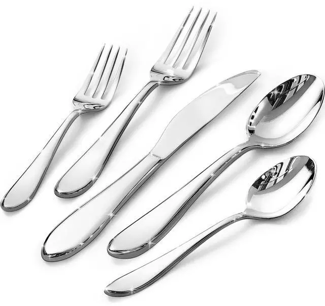 Main image of KINGSTONE 40-Piece Silverware Set for 8,18/10 Stainless Steel | Mirror Polished, Dishwasher Safe , for Home, Restaurant, Wedding and Party Use