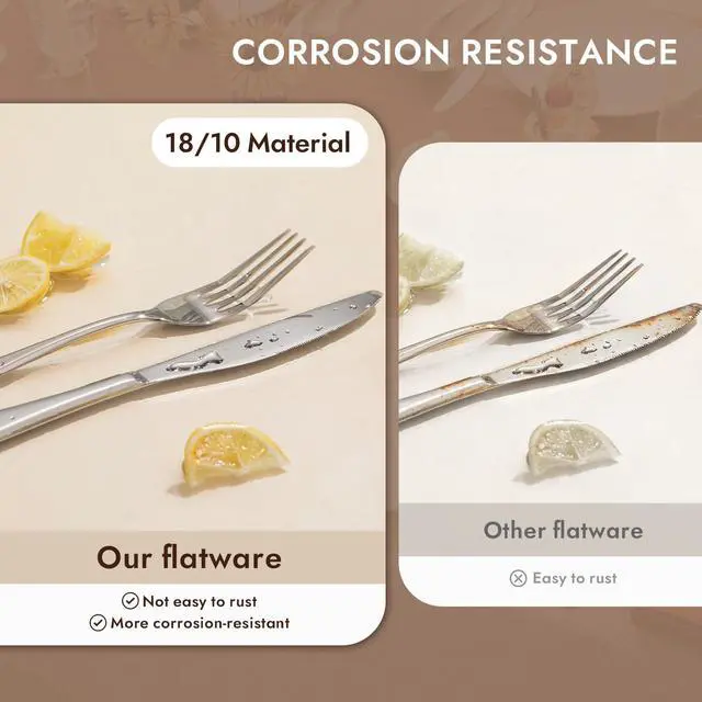 Alt view image 4 of 7 - KINGSTONE 40-Piece Silverware Set for 8,18/10 Stainless Steel | Mirror Polished, Dishwasher Safe , for Home, Restaurant, Wedding and Party Use