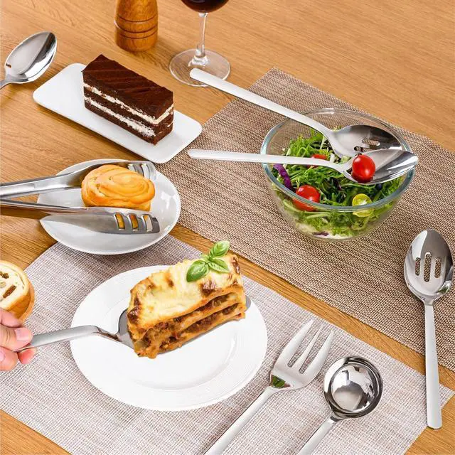 Alt view image 5 of 7 - KINGSTONE Large Hostess Serving Utensils Sets and 20-Piece Matte Flatware Set for 4