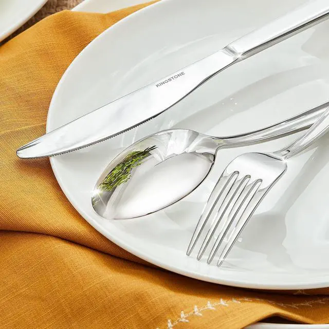 Alt view image 6 of 7 - Silverware Set for 8, 40 Piece Heavy Duty 18/10 Stainless Steel Flatware Set, Mirror Polished Cutlery Set with Knives Forks Spoons, Dishwasher Safe Eating Utensils for Home Kitchen Wedding