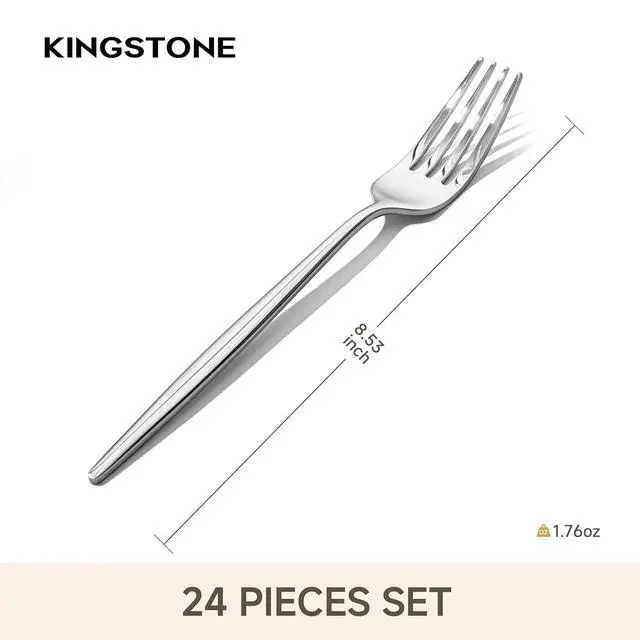 Alt view image 2 of 7 - KINGSTONE 24-Piece Dinner Forks Set 8.5", Food Grade 18/10 Stainless Steel | Forks Silverware, Metal Salad Fork for Home and Kitchen, Weddings, Party, Restaurant, Mirror Polished & Dishwasher Safe