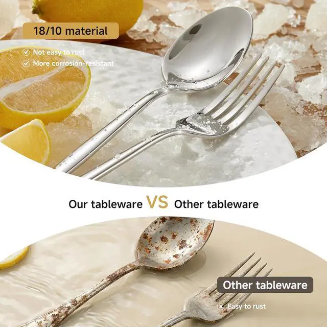 Alt view image 6 of 7 - KINGSTONE 24-Piece Dinner Forks Set 8.5", Food Grade 18/10 Stainless Steel | Forks Silverware, Metal Salad Fork for Home and Kitchen, Weddings, Party, Restaurant, Mirror Polished & Dishwasher Safe