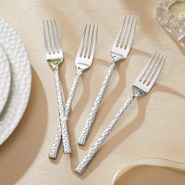 Alt view image 3 of 7 - KINGSTONE 20 Piece Hammered Silverware Set and 4 Piece Hammered Dinner Forks Set