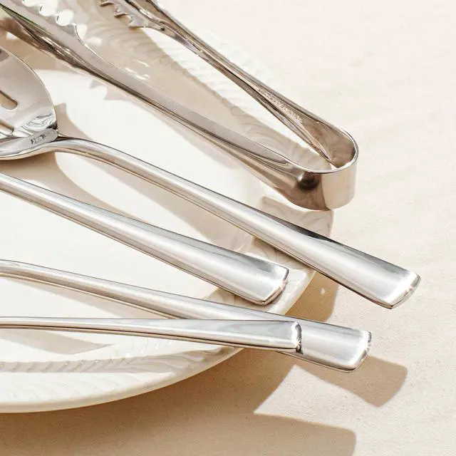 Alt view image 4 of 7 - KINGSTONE 10 Piece 18/10 Serving Utensils Set, Stainless Steel Serving Set | Slotted Spoon, Fork, Tong, Soup Ladle, Cake Server, Butter Knife and Ice Tong for Buffet, Parties, Kitchen,Entertaining