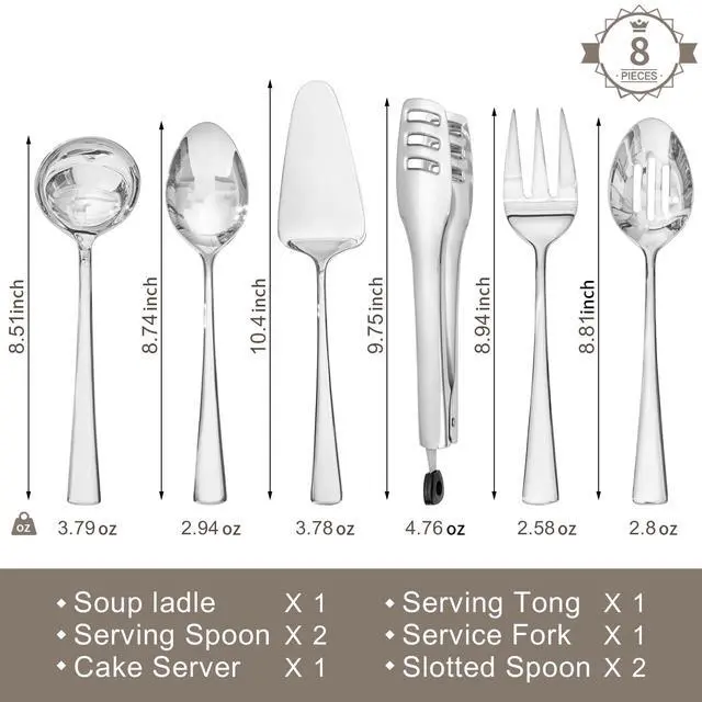 Alt view image 3 of 7 - KINGSTONE 40 Piece Hammered Silverware Set and 8 Piece Serving Utensils Set