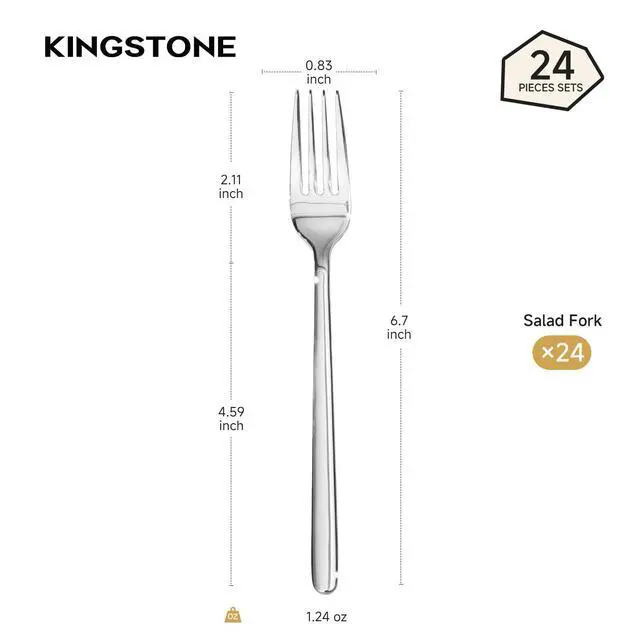 Alt view image 2 of 7 - 24-Piece 6.7-Inch Salad Forks, 18/10 Stainless Steel Dessert Forks | Small Forks Silverware Set, Mirror Finish, Dishwasher Safe, Ideal for Salads, Desserts, Fruits & Appetizers, Everyday Dining