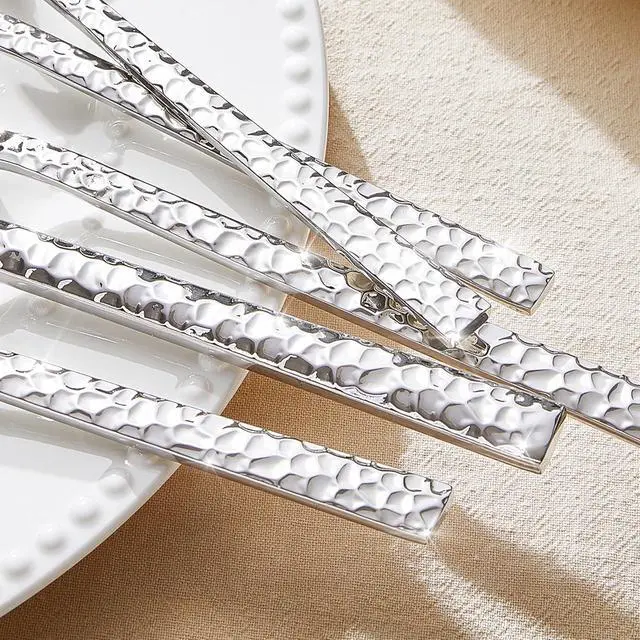 Alt view image 3 of 7 - KINGSTONE 8.09" Hammered Dinner Spoons Set, 24-Piece 18/10 Stainless Steel | Tablespoons, Food Grade Silverware Spoons for Home, Kitchen or Restaurant, Dishwasher Safe (Larger than Teaspoons)
