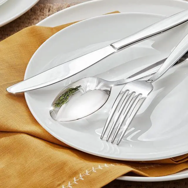 Alt view image 5 of 7 - KINGSTONE 18/10 Stainless Steel Silverware Set for 12,60 Piece Flatware Set | Heavy Duty Dining Utensils & Cutlery Set, Mirror Polished Finish, Dishwasher Safe for Home Kitchen, Wedding & Housewarming