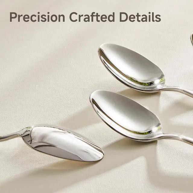 Alt view image 3 of 7 - KINGSTONE 16-Piece Teaspoon Set, 18/10 Stainless Steel Dessert Spoons | Mirror Polished, Dishwasher Safe, 6.86-inch, for Home Kitchen, Cafes, Weddings and Gift